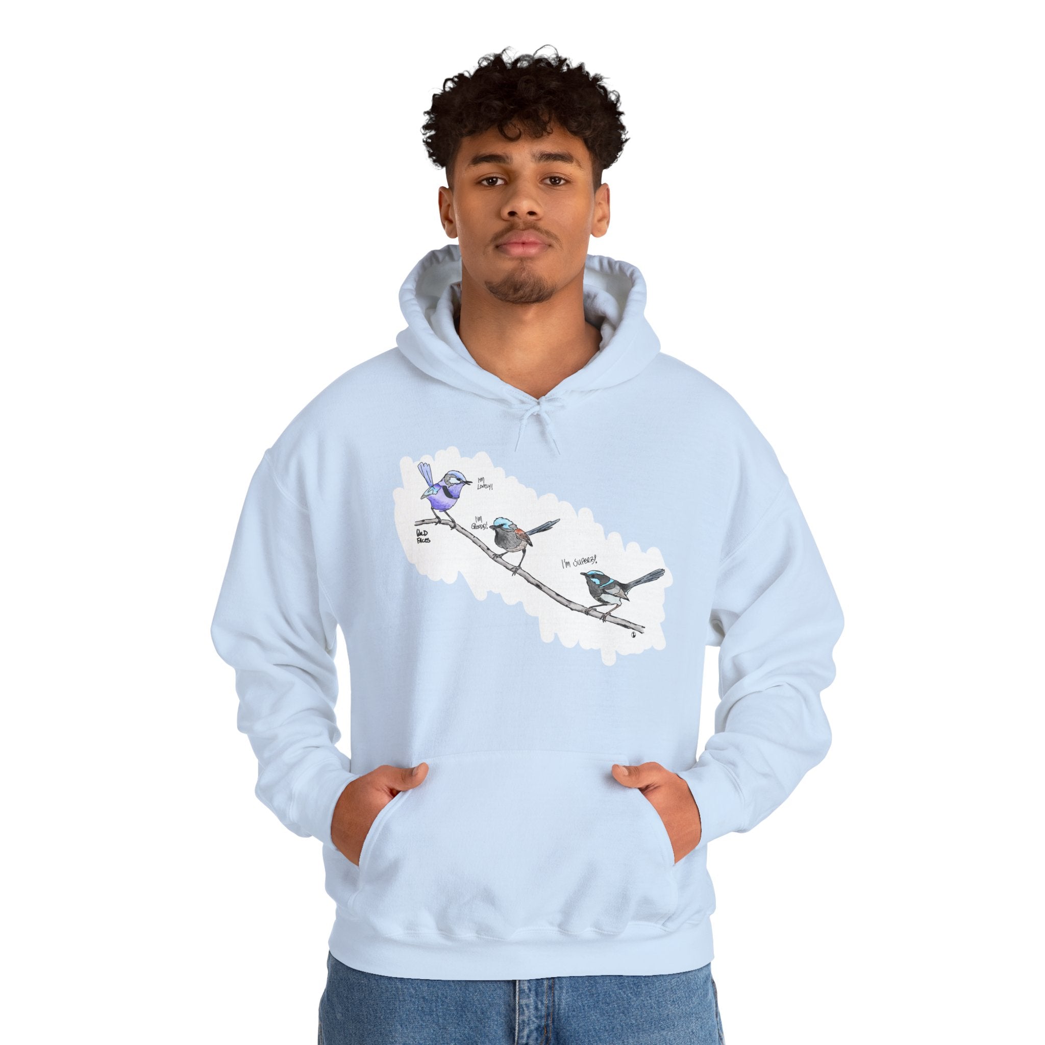 A trio of Fairywrens (spendid, superb and lovely) | Unisex Heavy Blend™ Hooded Sweatshirt Printify