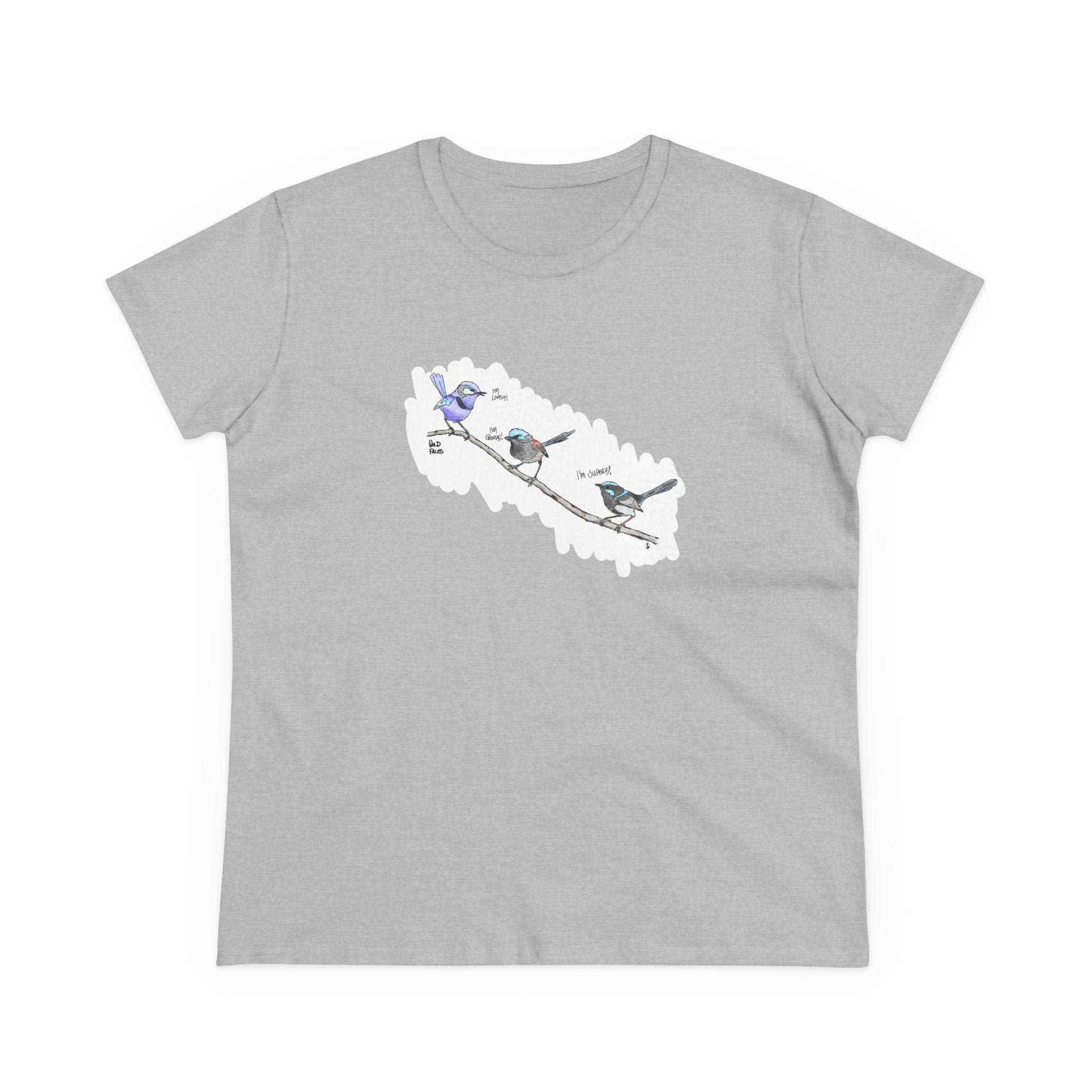 Trio of Fairywrens - Women's Midweight Cotton Tee Printify