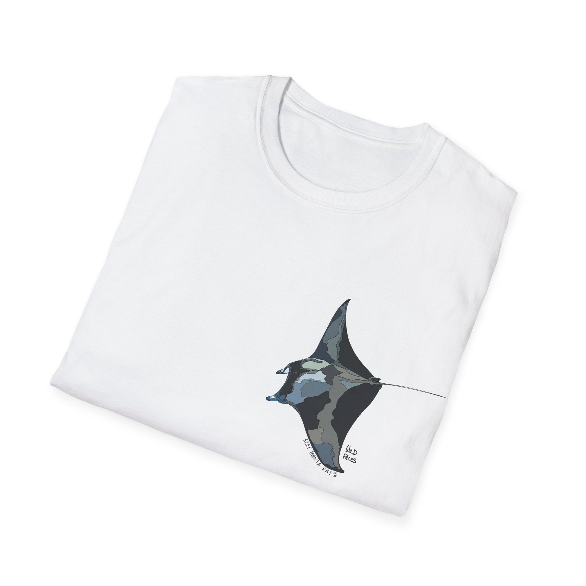 Reef Manta Ray- small design - Unisex Softstyle T-Shirt Printify