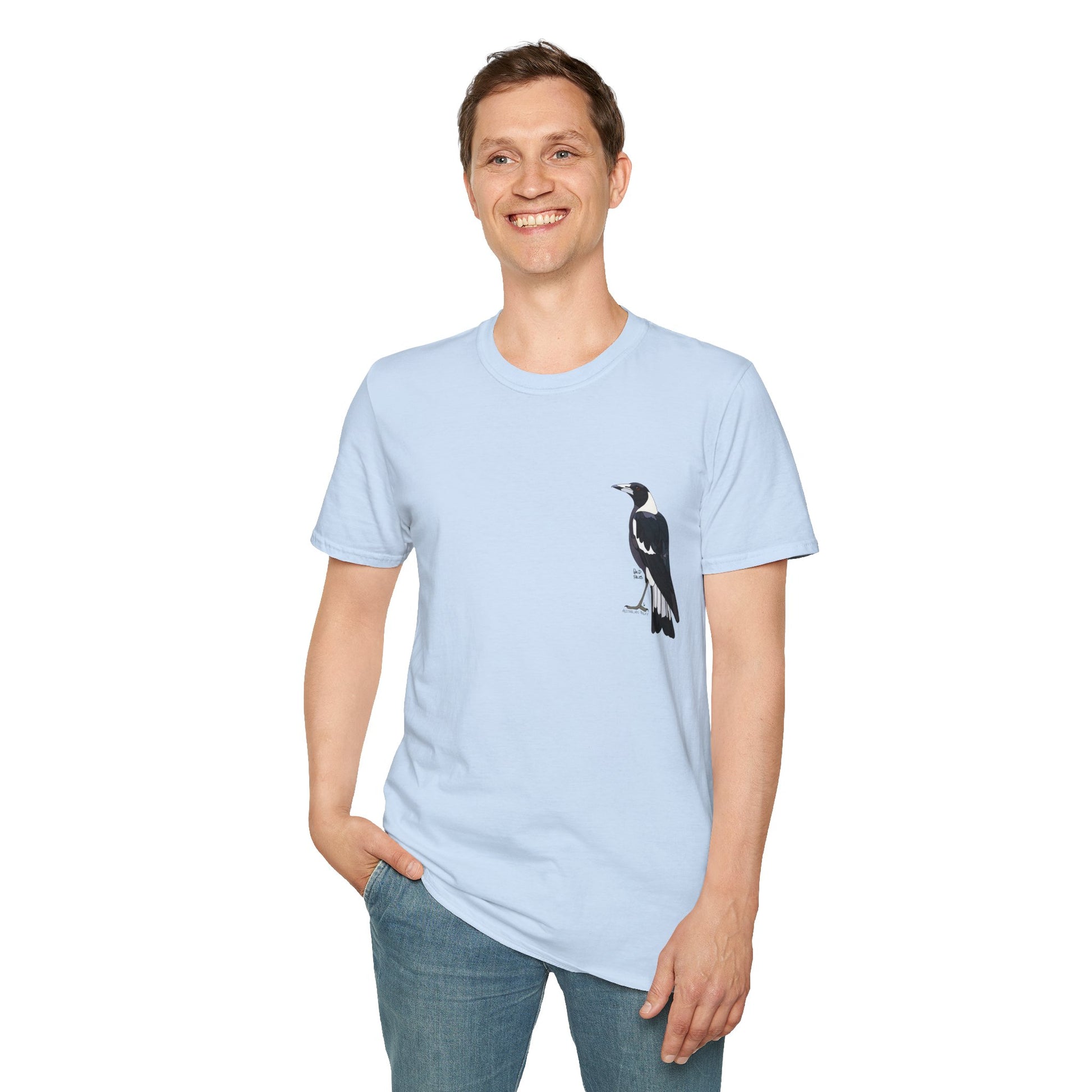 Australian Magpie - Small design - Unisex Softstyle T-Shirt Printify