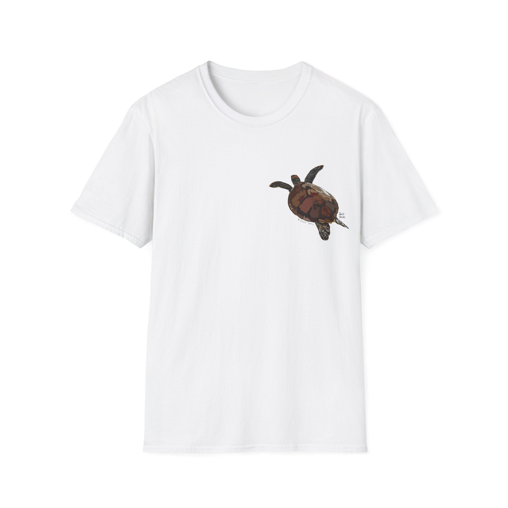Green Turtle - Small design - Unisex Softstyle T-Shirt Printify