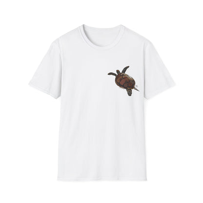 Green Turtle - Small design - Unisex Softstyle T-Shirt