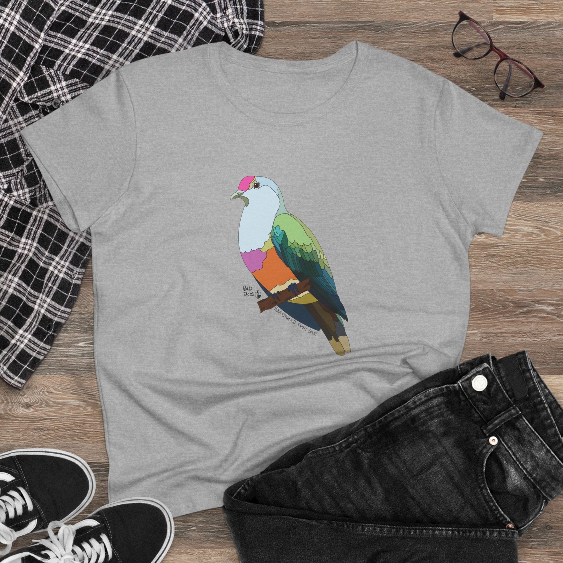 Rose-crowned Fruit Dove - Women's Midweight Cotton Tee Printify