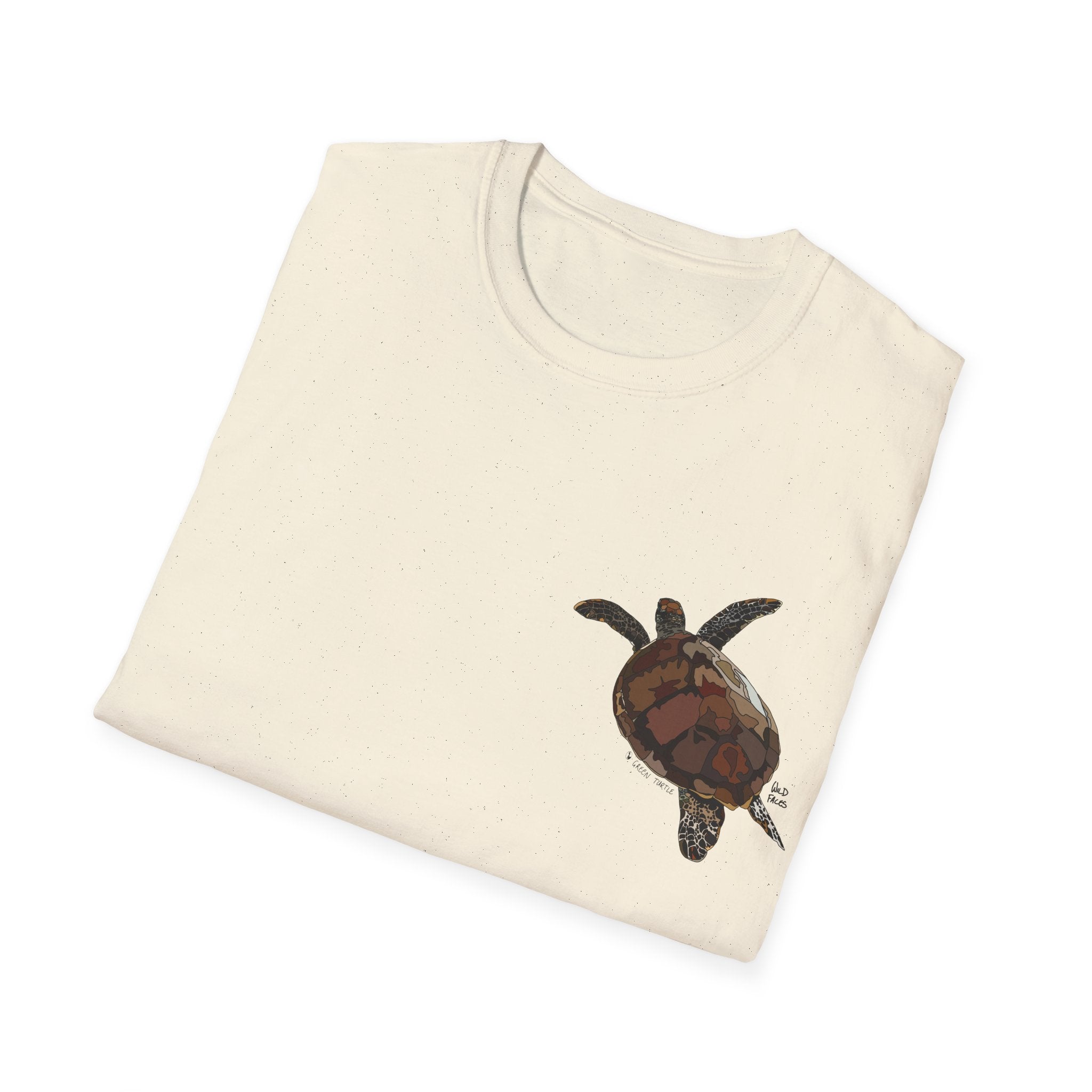Green Turtle - Small design - Unisex Softstyle T-Shirt Printify