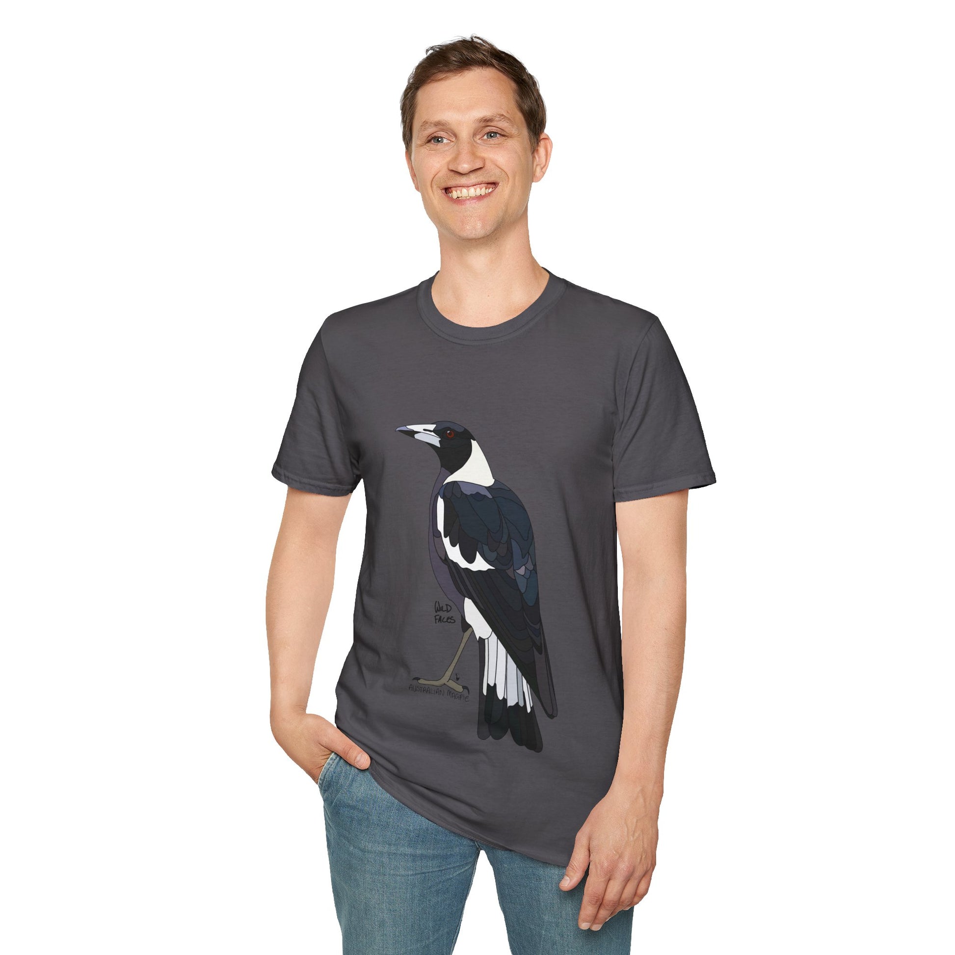 Australian Magpie - Unisex Softstyle T-Shirt Printify