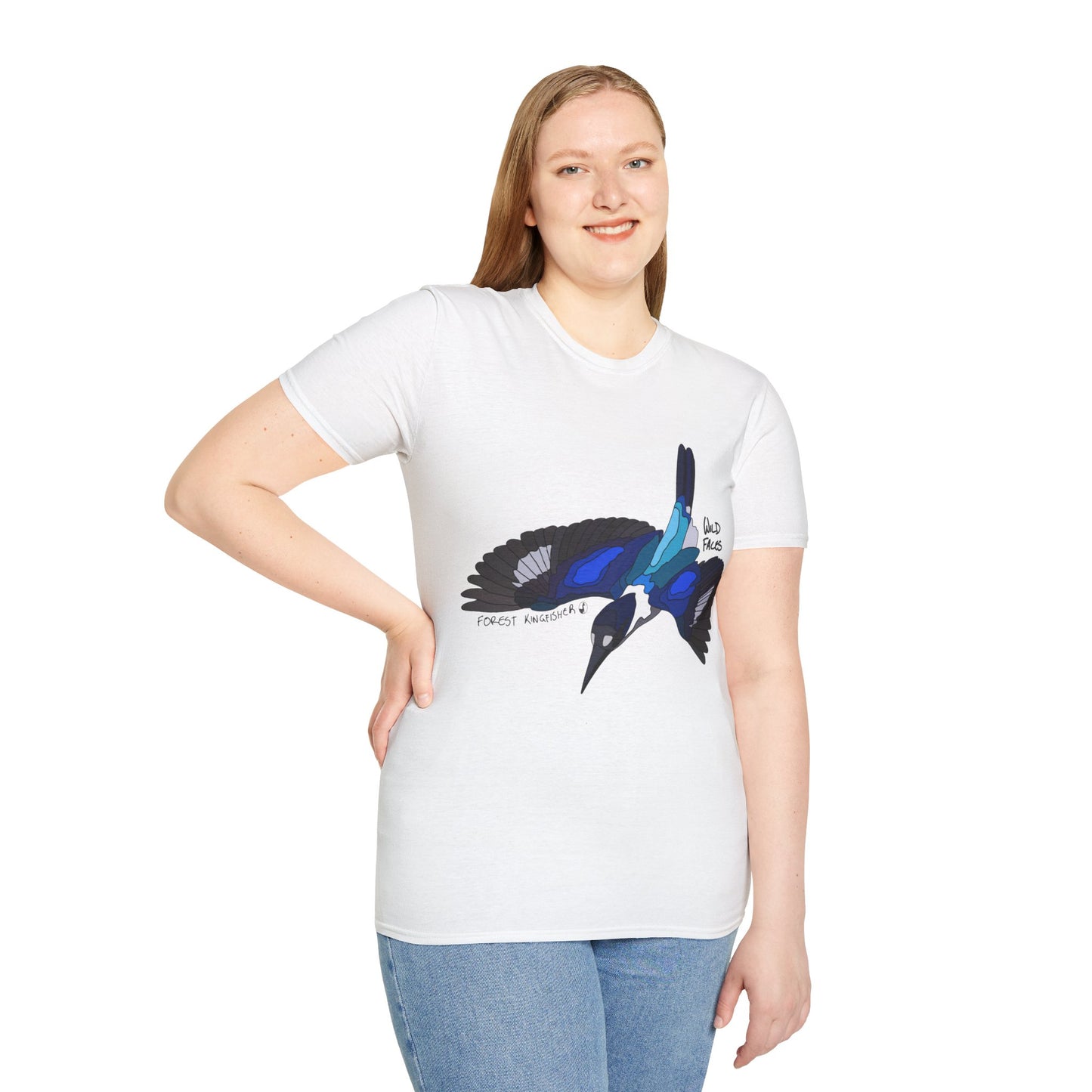 Forest Kingfisher (flying) - Unisex Softstyle T-Shirt