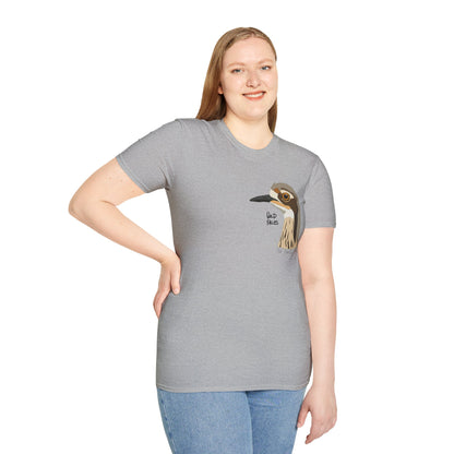 Bush Stone-curlew Head- Small design - Unisex Softstyle T-Shirt