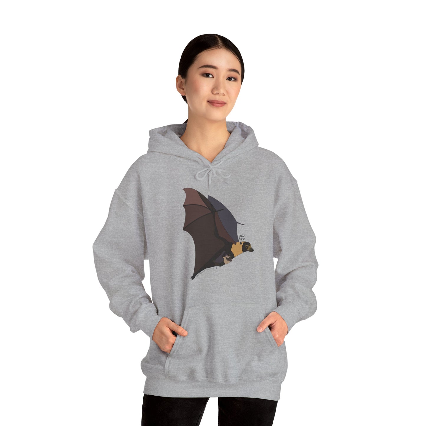 Spectacled Flying Fox (in flight) | Unisex Heavy Blend™ Hooded Sweatshirt