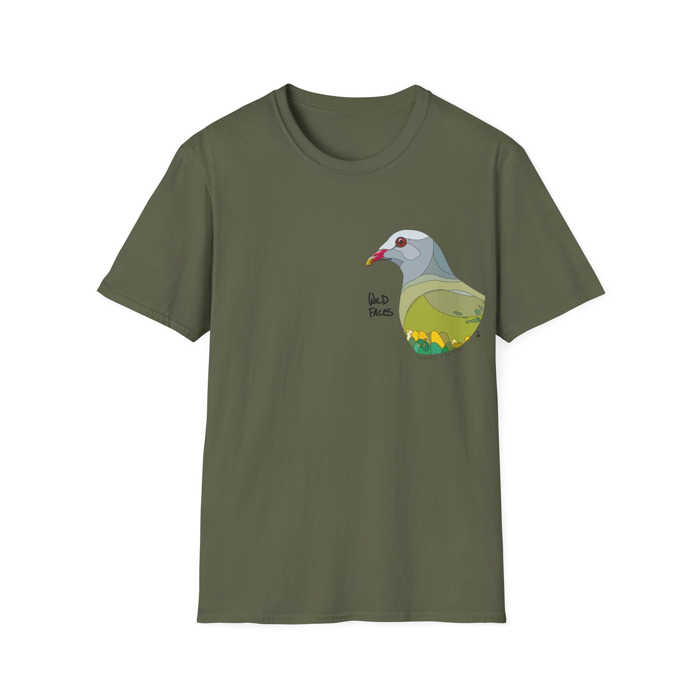 Wompoo Fruit Dove - Small design - Unisex Softstyle T-Shirt Printify