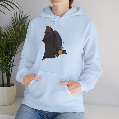 Spectacled Flying Fox (in flight) | Unisex Heavy Blend™ Hooded Sweatshirt