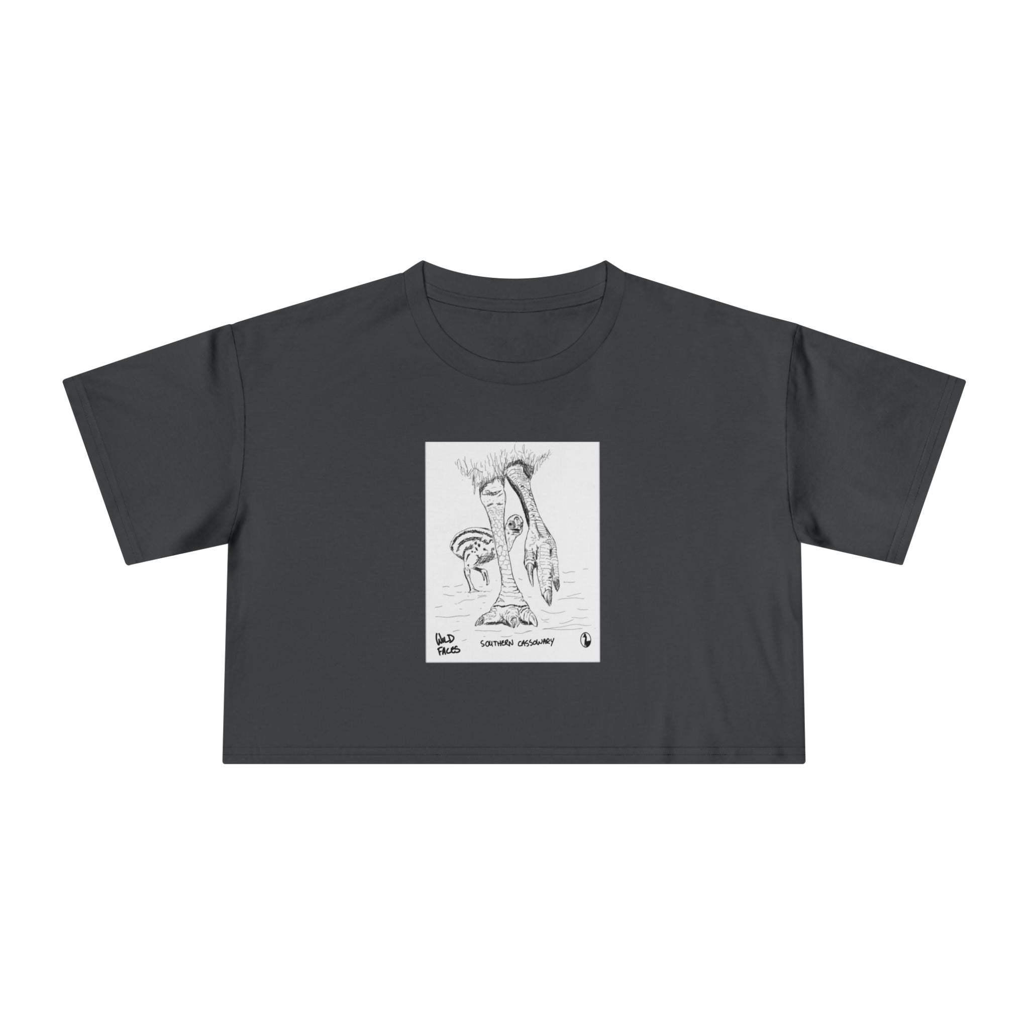 Southern Cassowary (with chick) - Women's Crop Tee