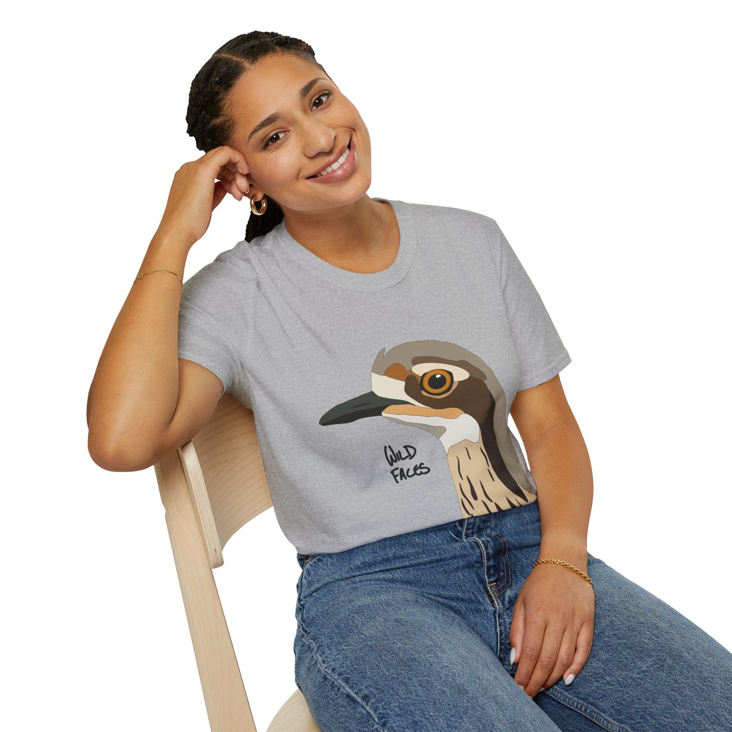 Bush Stone-curlew Head - Unisex Softstyle T-Shirt