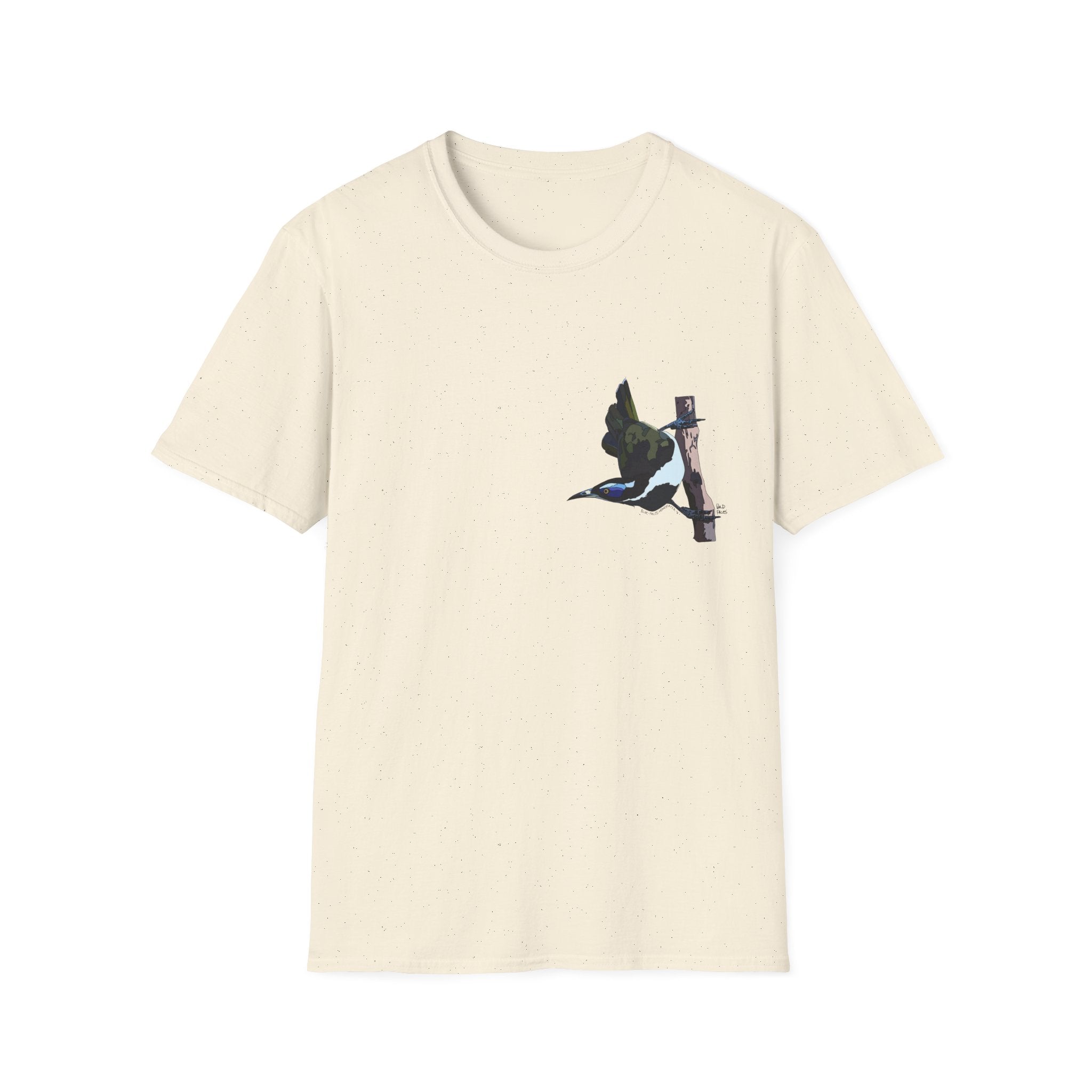 Blue-faced Honeyeater- Small design - Unisex Softstyle T-Shirt Printify