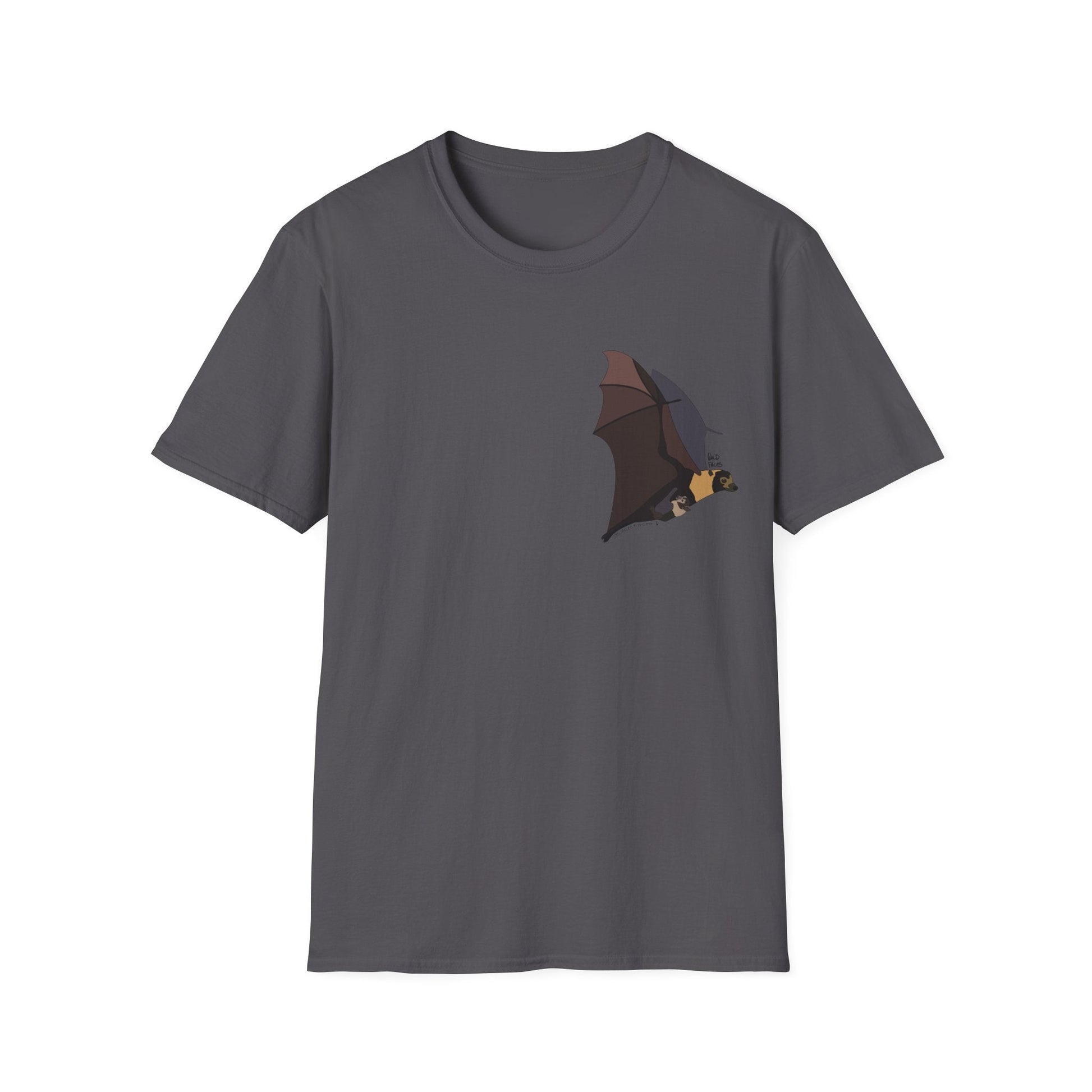 Spectacled Flying Fox (in flight) - Small design - Unisex Softstyle T-Shirt Printify