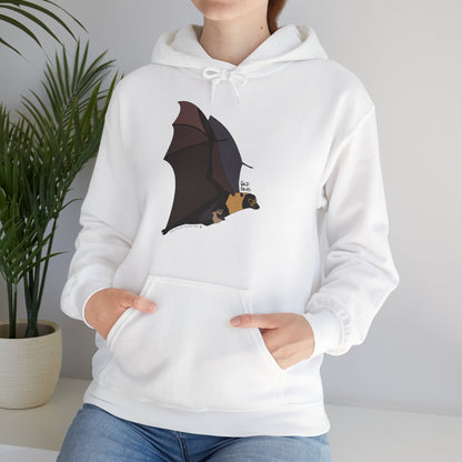 Spectacled Flying Fox (in flight) | Unisex Heavy Blend™ Hooded Sweatshirt