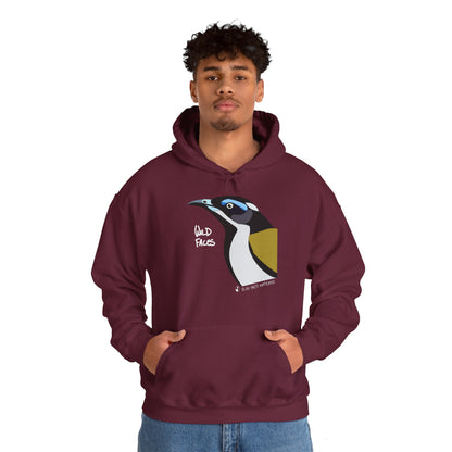 Blue-faced Honeyeater  (white font) | Unisex Heavy Blend™ Hooded Sweatshirt