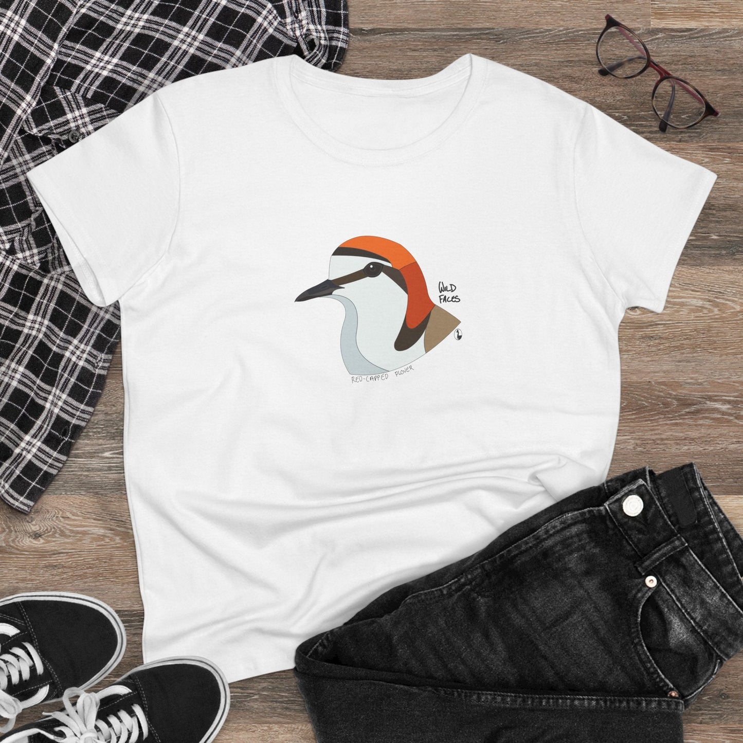 Red-capped Plover - Women's Midweight Cotton Tee Printify