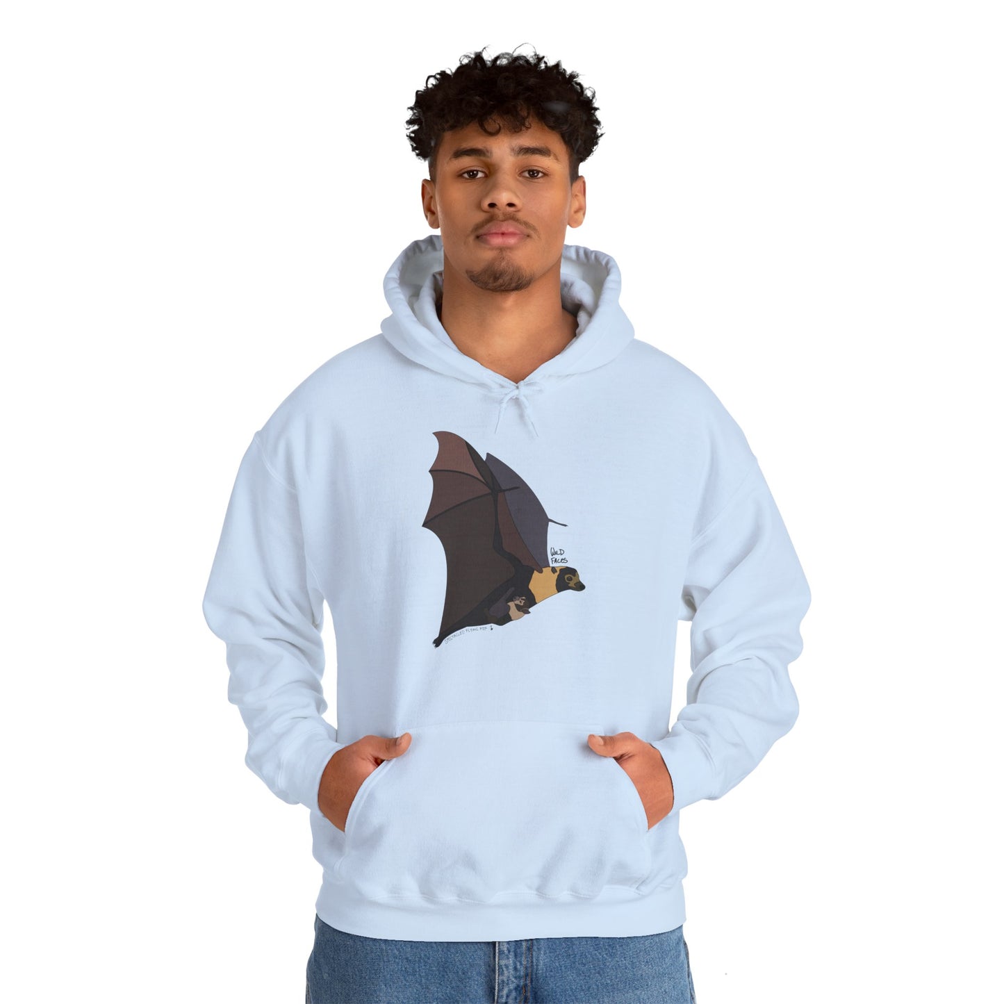 Spectacled Flying Fox (in flight) | Unisex Heavy Blend™ Hooded Sweatshirt