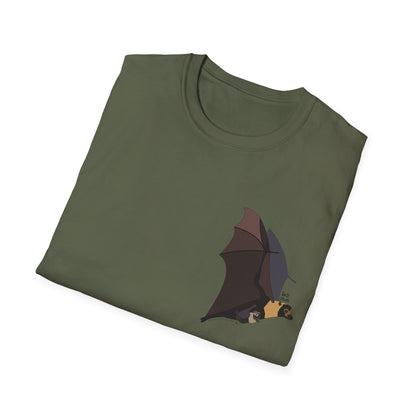 Spectacled Flying Fox (in flight) - Small design - Unisex Softstyle T-Shirt