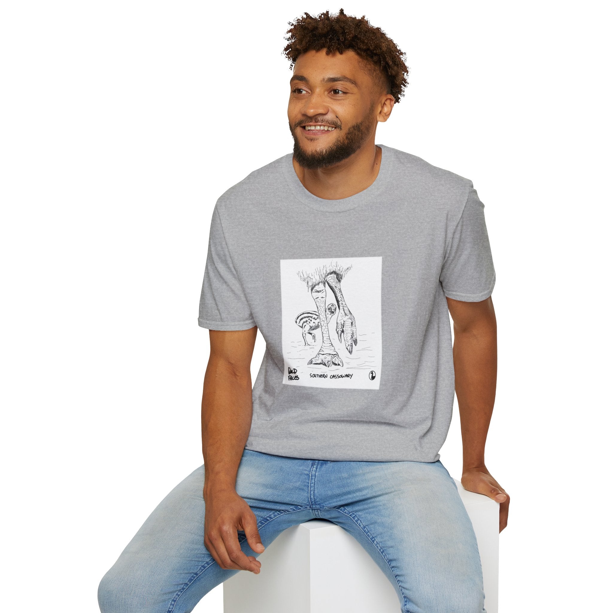 Southern Cassowary with chick - Unisex Softstyle T-Shirt Printify