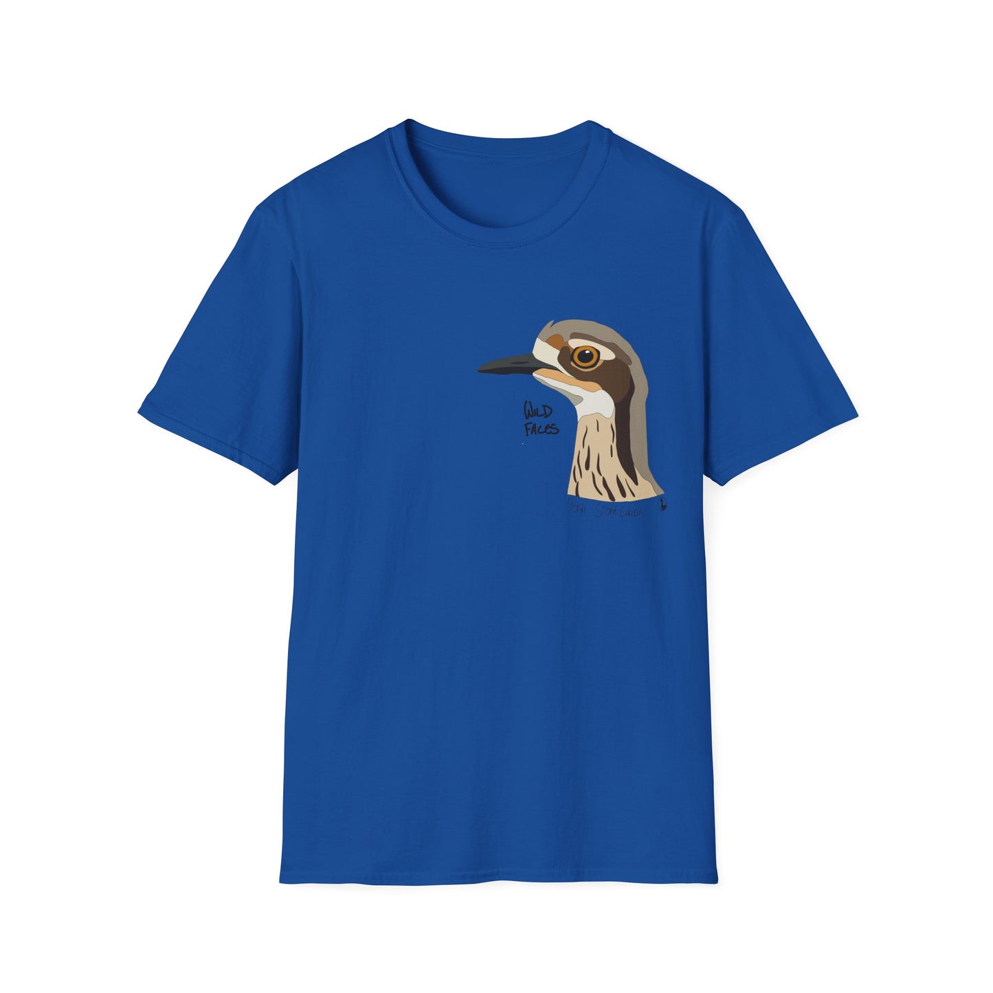 Bush Stone-curlew Head- Small design - Unisex Softstyle T-Shirt