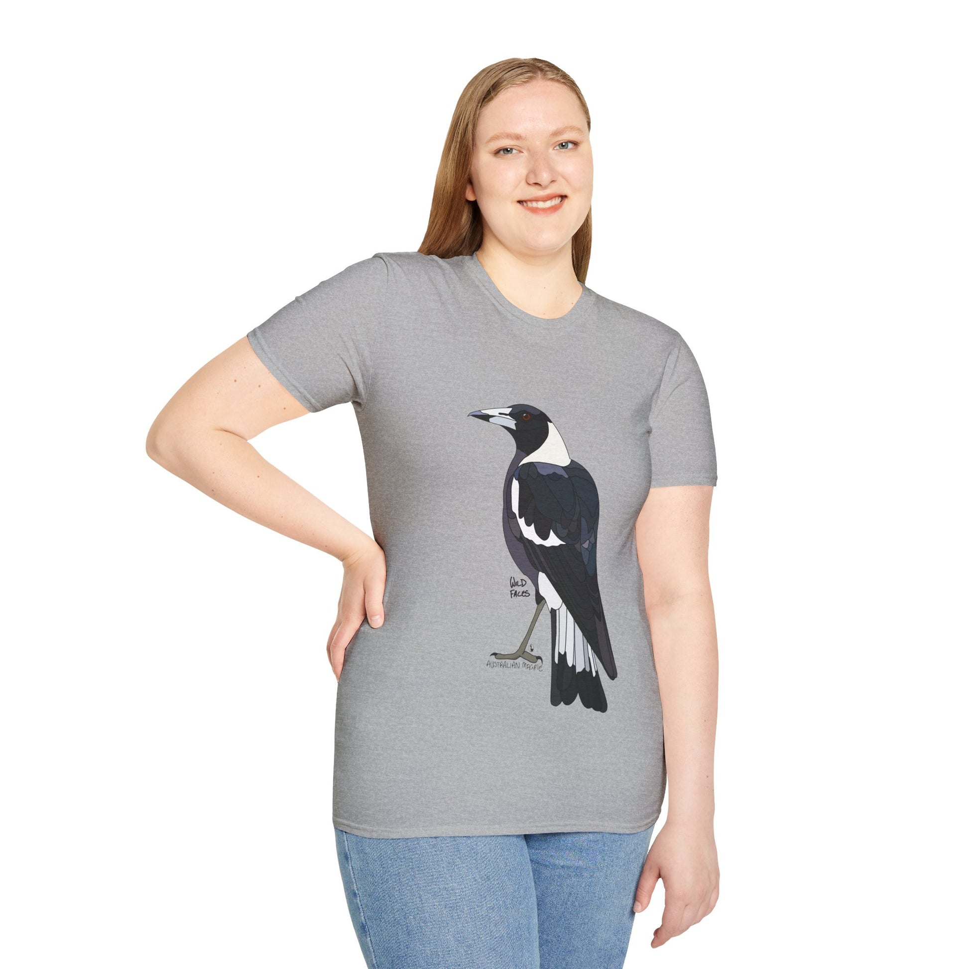 Australian Magpie - Unisex Softstyle T-Shirt Printify