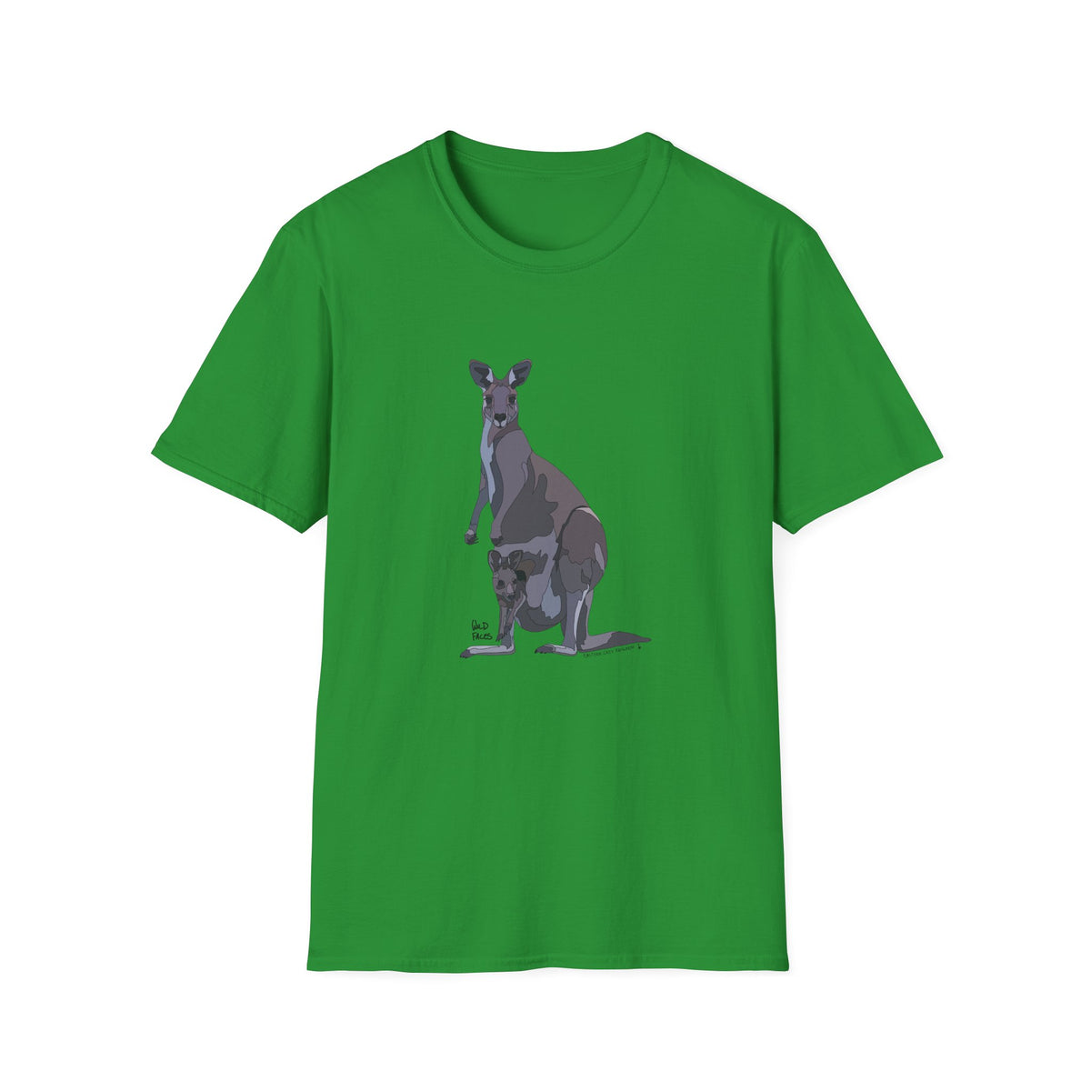 Eastern Grey Kangaroo (with joey) - Unisex Softstyle T-Shirt