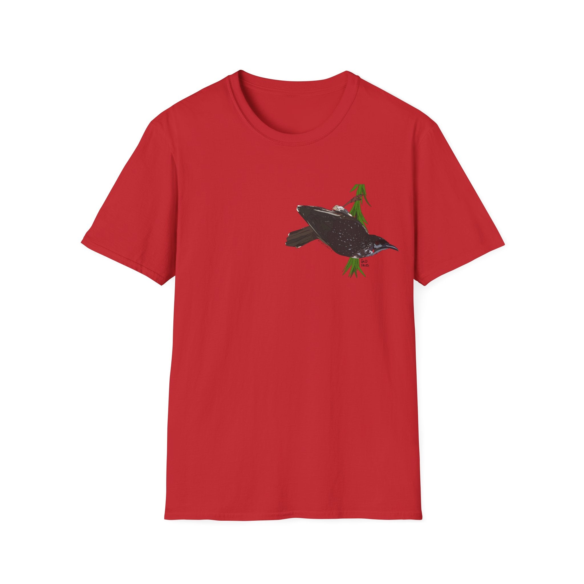 Red Wattlebird - Small design - Unisex Softstyle T-Shirt