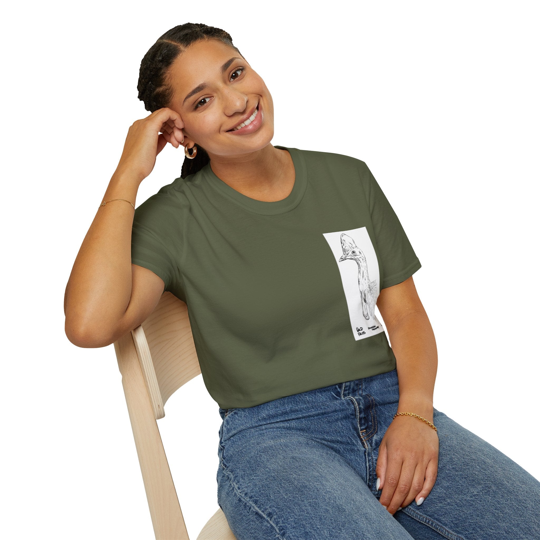 Southern Cassowary (sketch) - Unisex Softstyle T-Shirt Printify