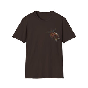 Green Turtle - Small design - Unisex Softstyle T-Shirt Printify