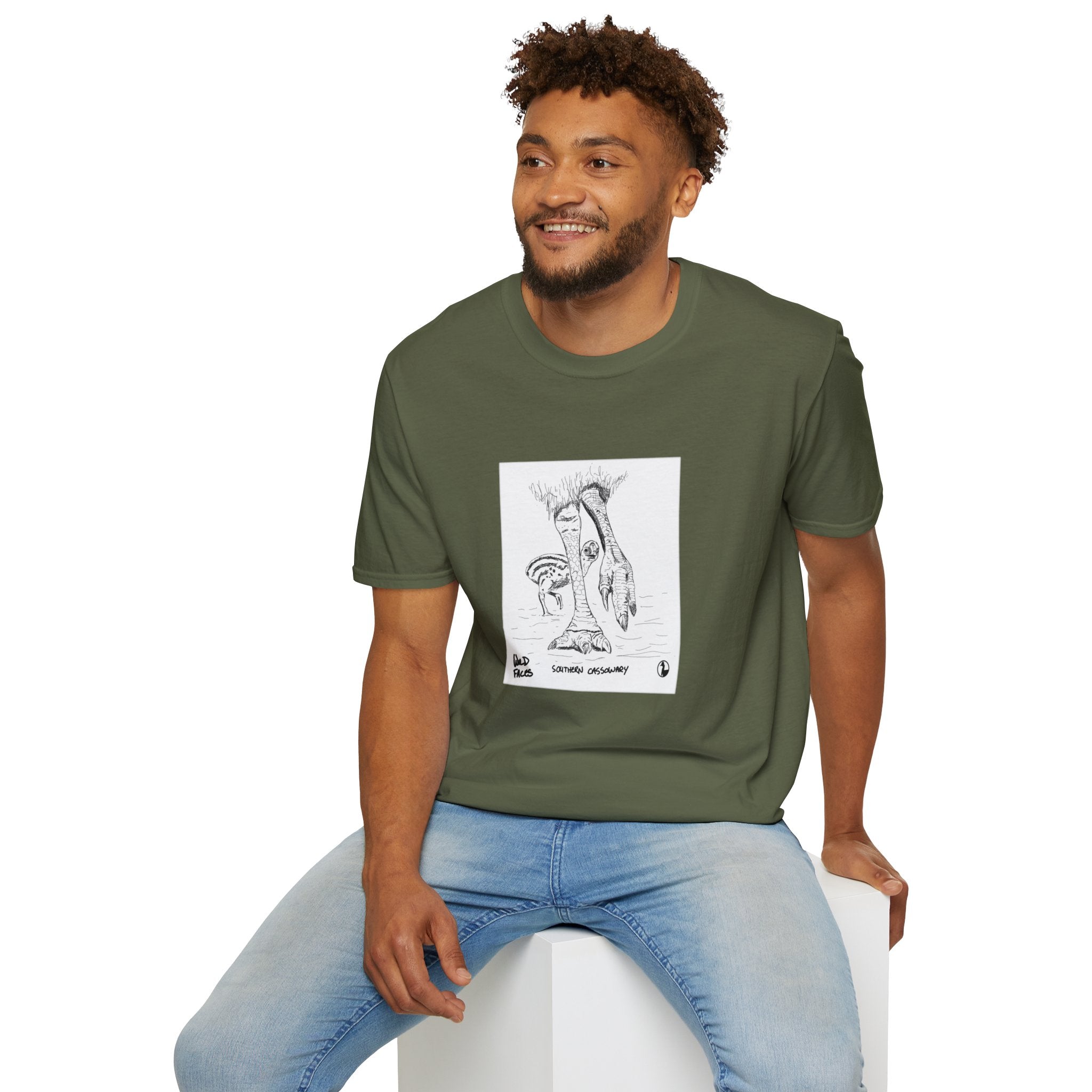 Southern Cassowary with chick - Unisex Softstyle T-Shirt Printify