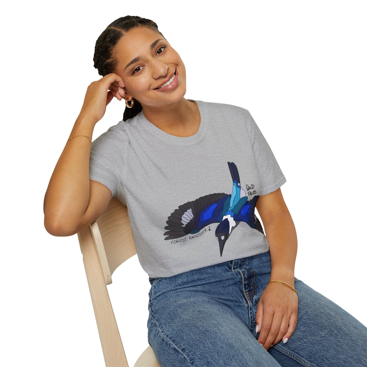 Forest Kingfisher (flying) - Unisex Softstyle T-Shirt