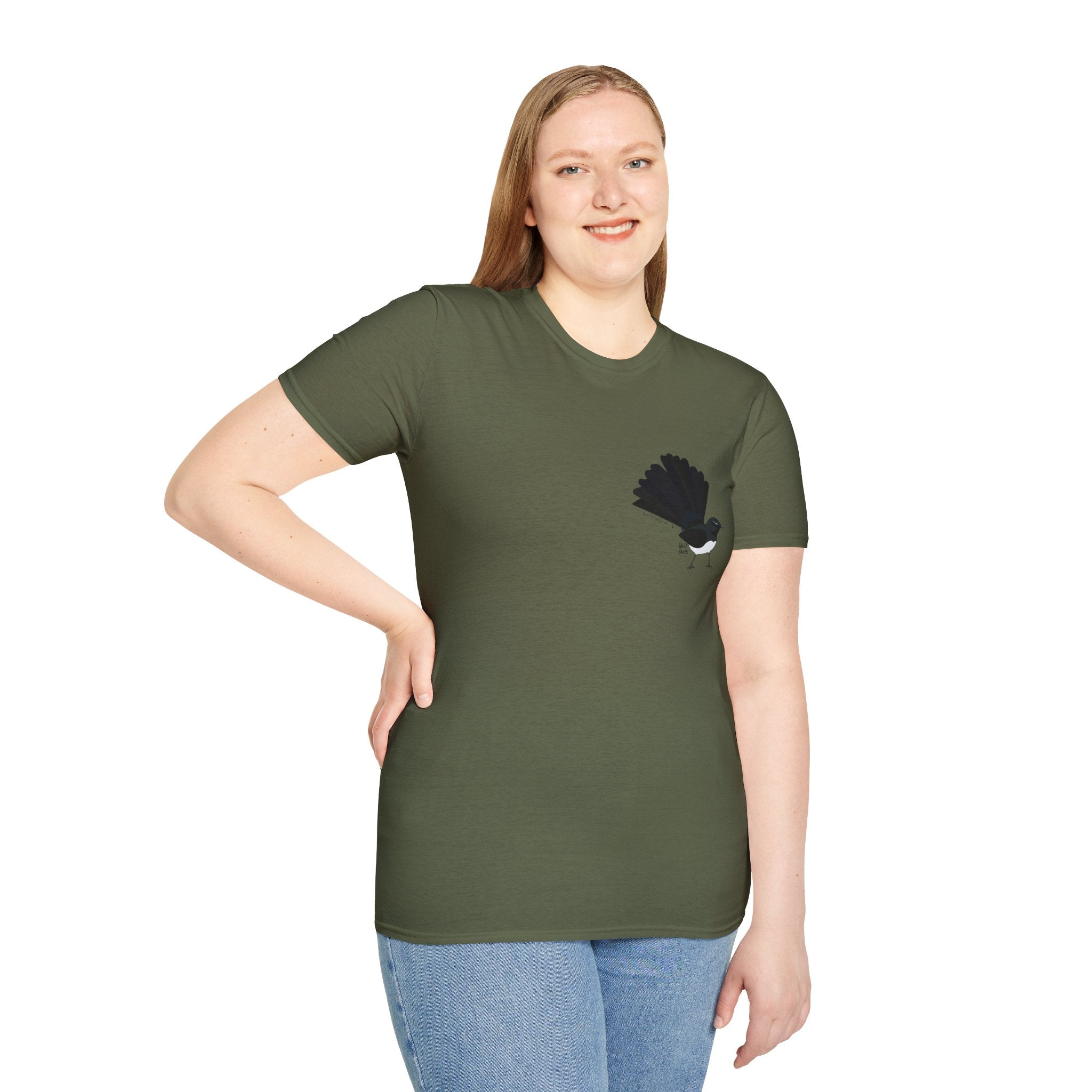Willy Wagtail - Small design - Unisex Softstyle T-Shirt Printify