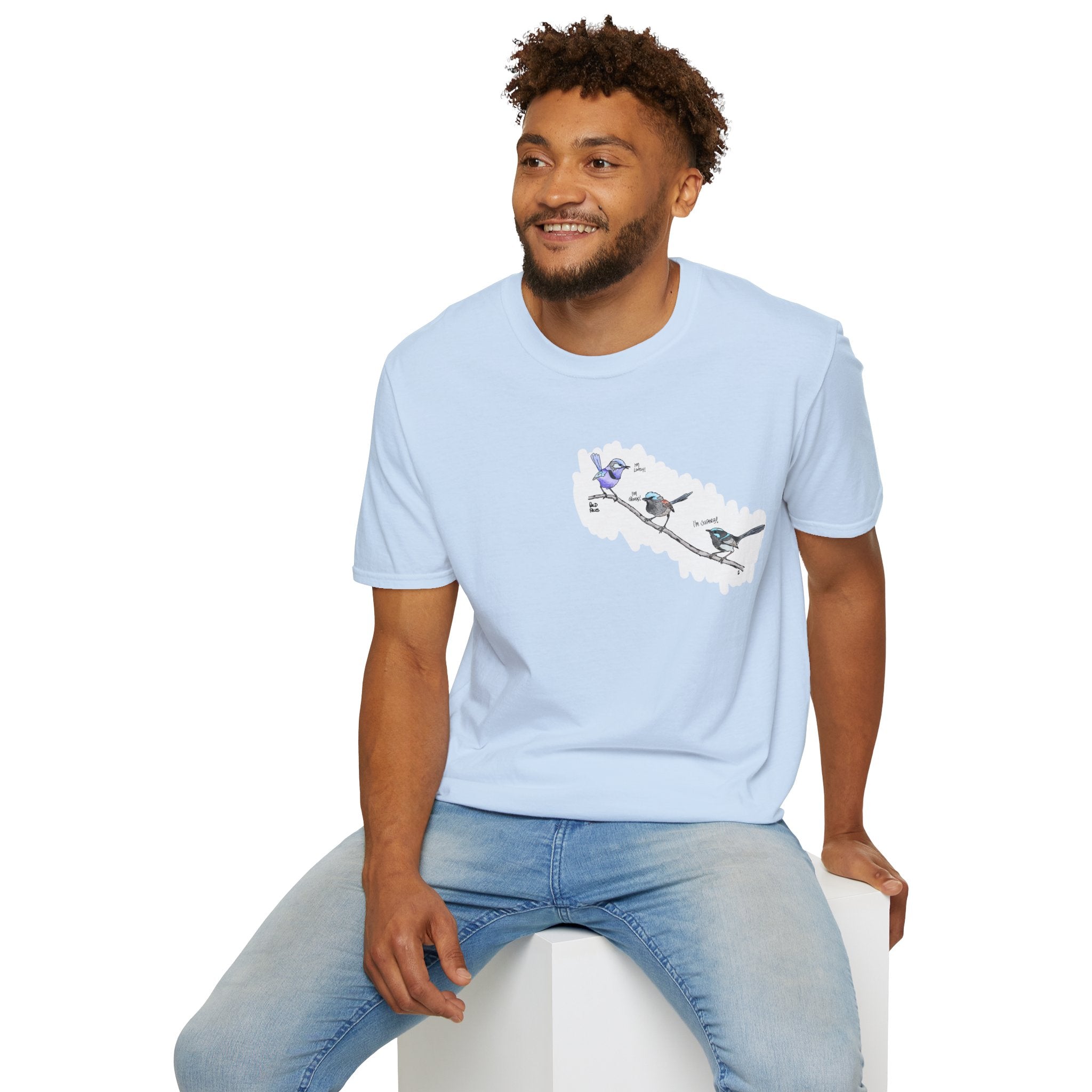 A trio of  Fairy-wrens (spendid, superb and lovely) - Small design - Unisex Softstyle T-Shirt Printify