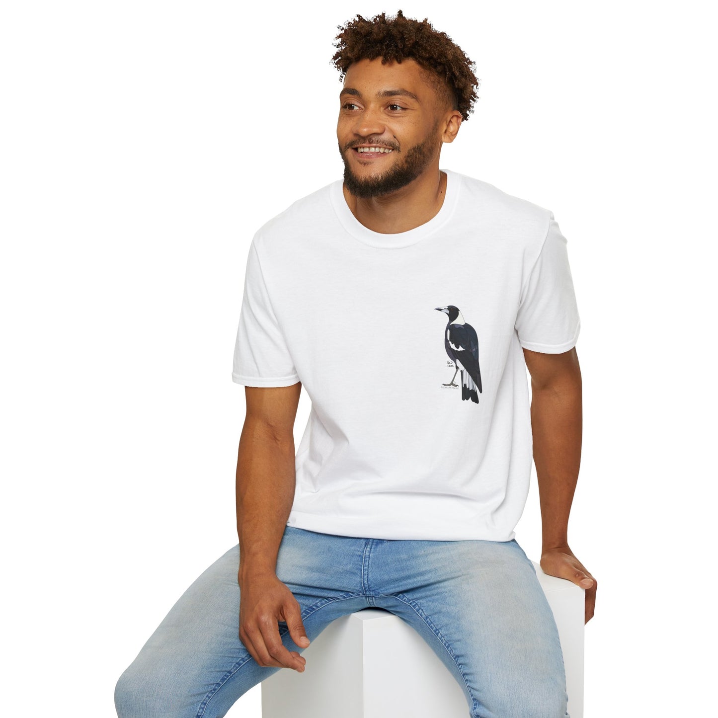 Australian Magpie - Small design - Unisex Softstyle T-Shirt Printify