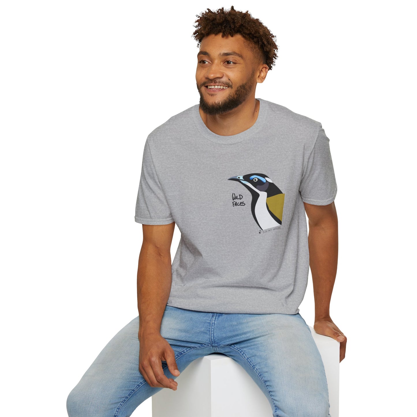 Blue-faced Honeyeater- Small design - Unisex Softstyle T-Shirt