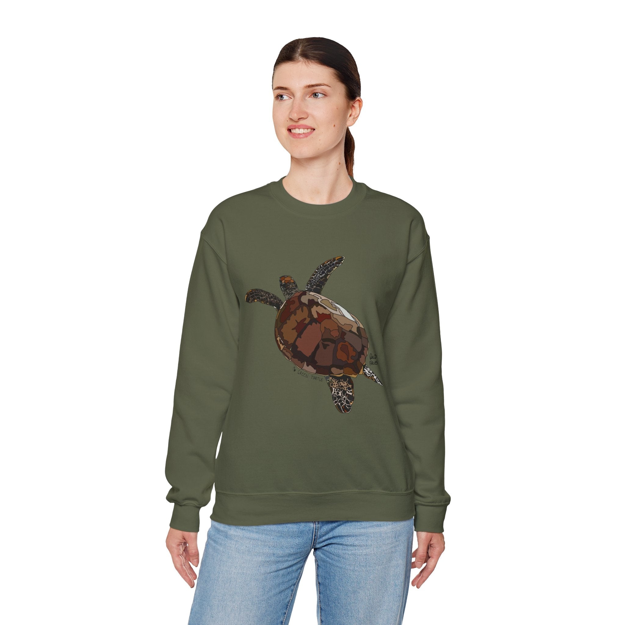 Green Turtle Sweatshirt | Unisex Heavy Blend™ Crewneck Printify