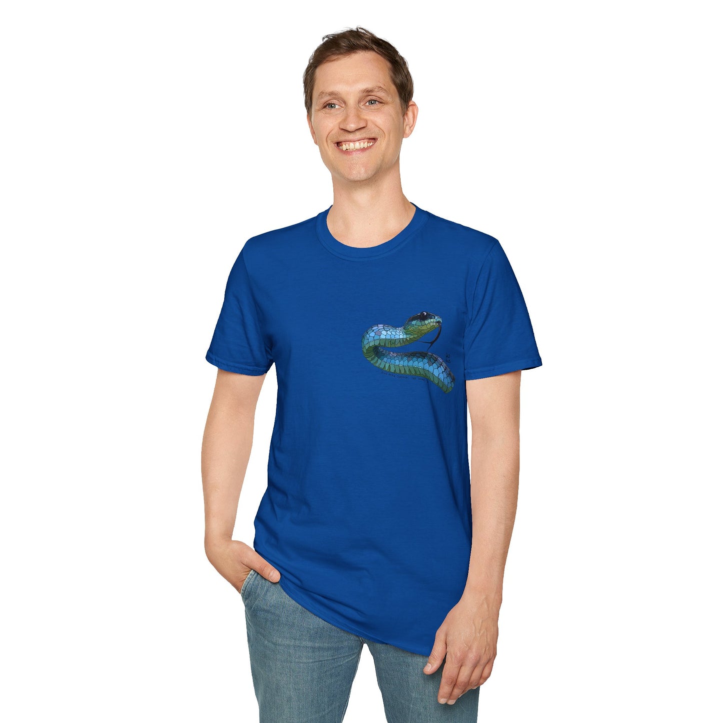 Blue Phase Common Tree-Snake - Small design - Unisex Softstyle T-Shirt