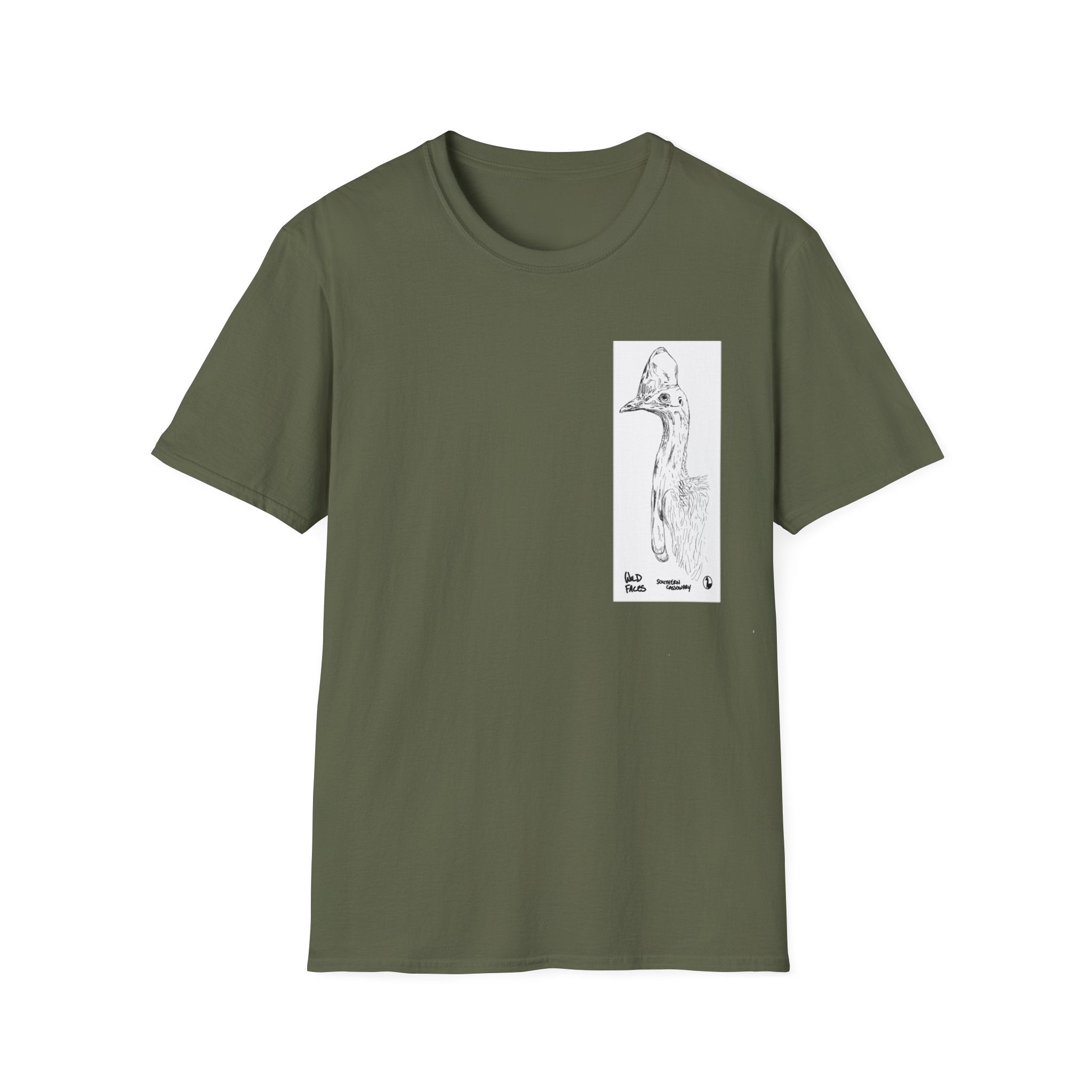 Southern Cassowary (sketch) - Unisex Softstyle T-Shirt Printify