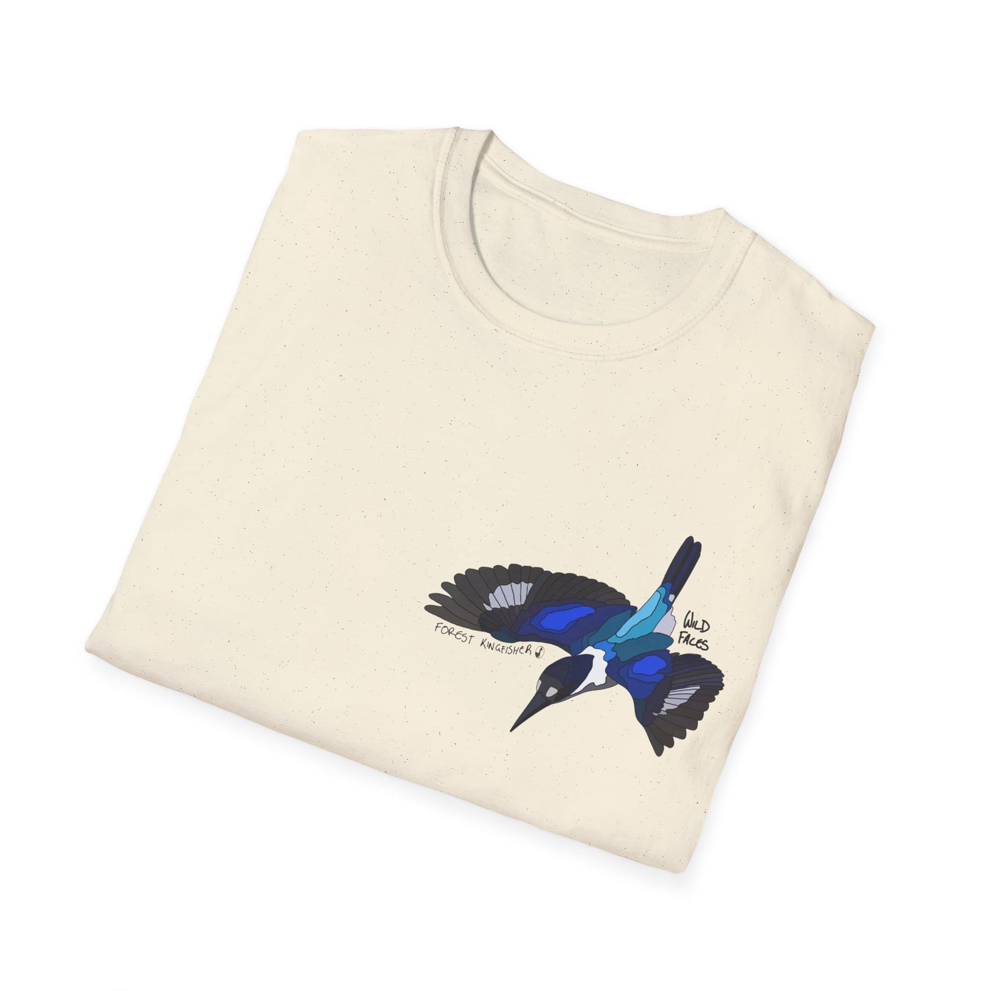 Forest Kingfisher (flying) - Small design - Unisex Softstyle T-Shirt