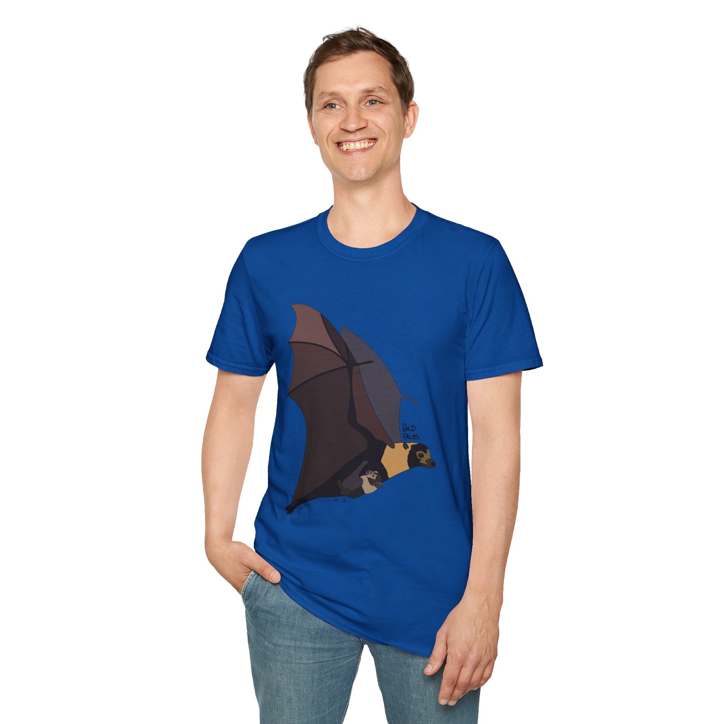 Spectacled Flying Fox (in flight) - Unisex Softstyle T-Shirt