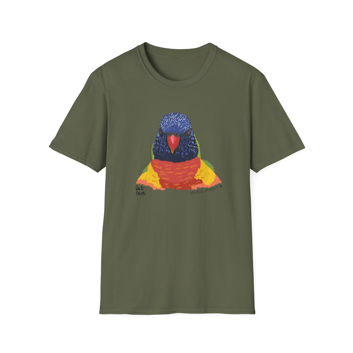 Rainbow Lorikeet (head) - Unisex Softstyle T-Shirt
