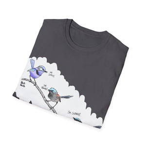 A trio of  Fairy-wrens (spendid, superb and lovely) - Unisex Softstyle T-Shirt Printify