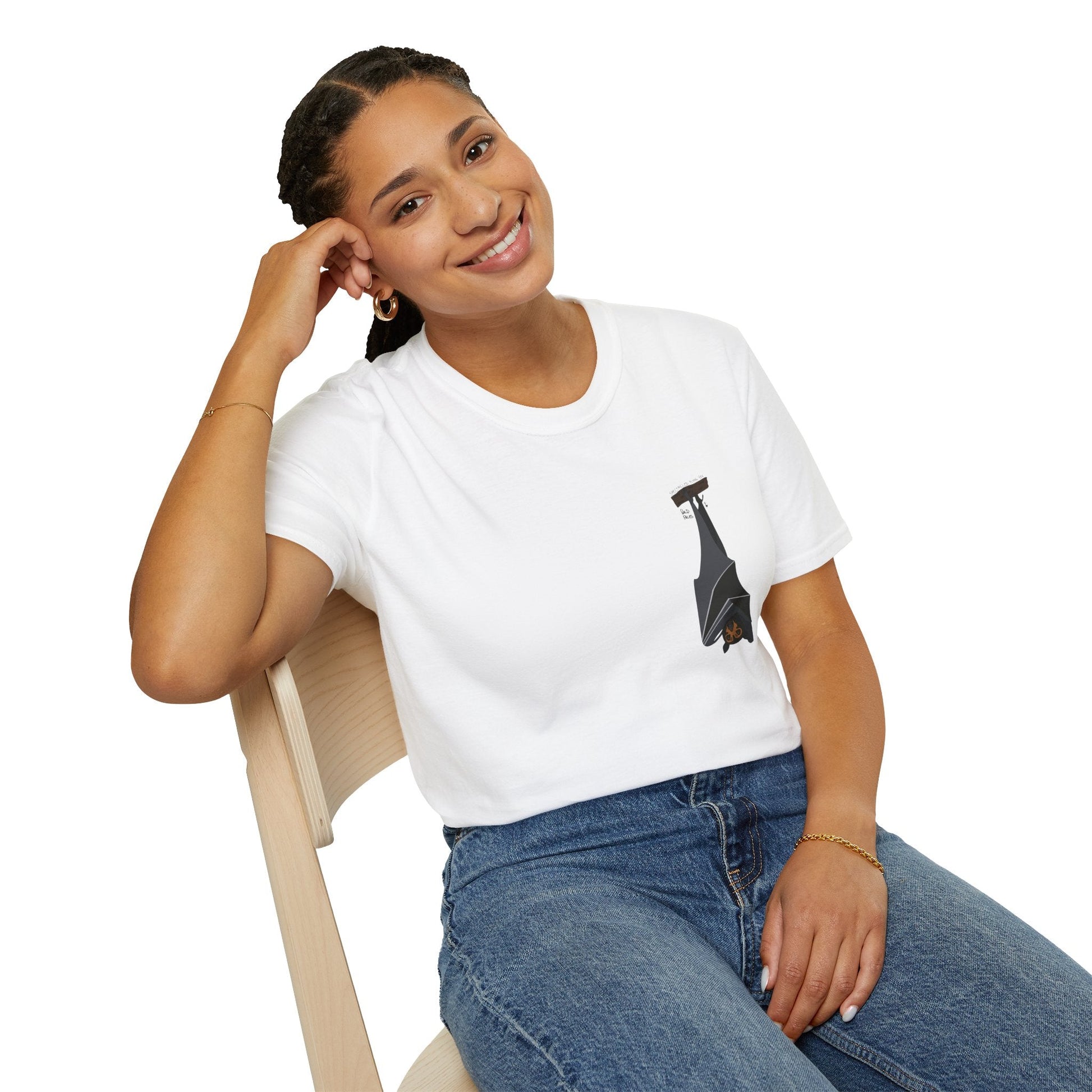 Spectacled Flying Fox - Small design - Unisex Softstyle T-Shirt Printify