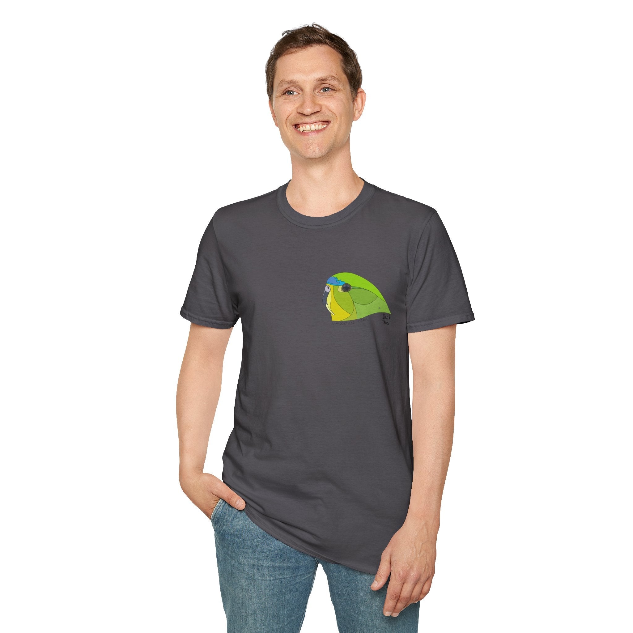 Orange-bellied Parrot - Small design- Unisex Softstyle T-Shirt Printify