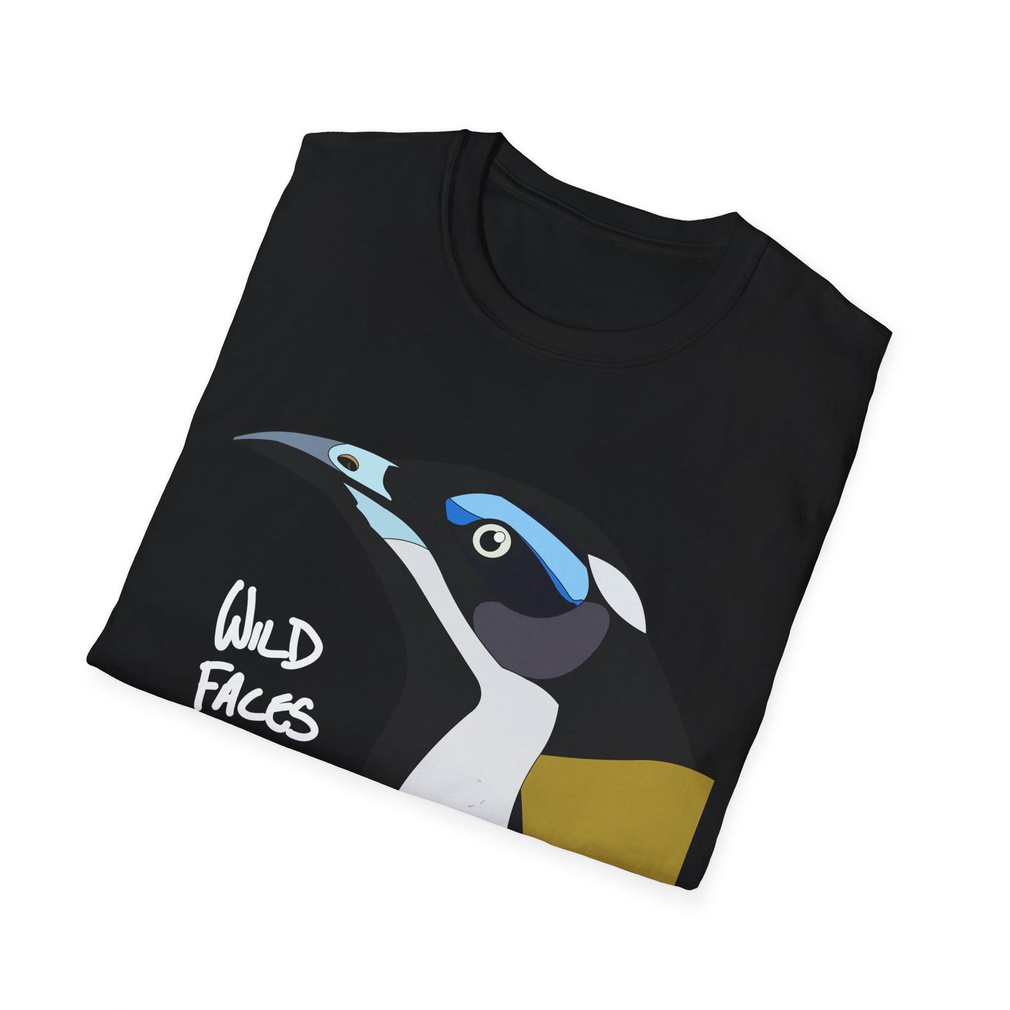 Blue-faced Honeyeater (white font)- Small design - Unisex Softstyle T-Shirt