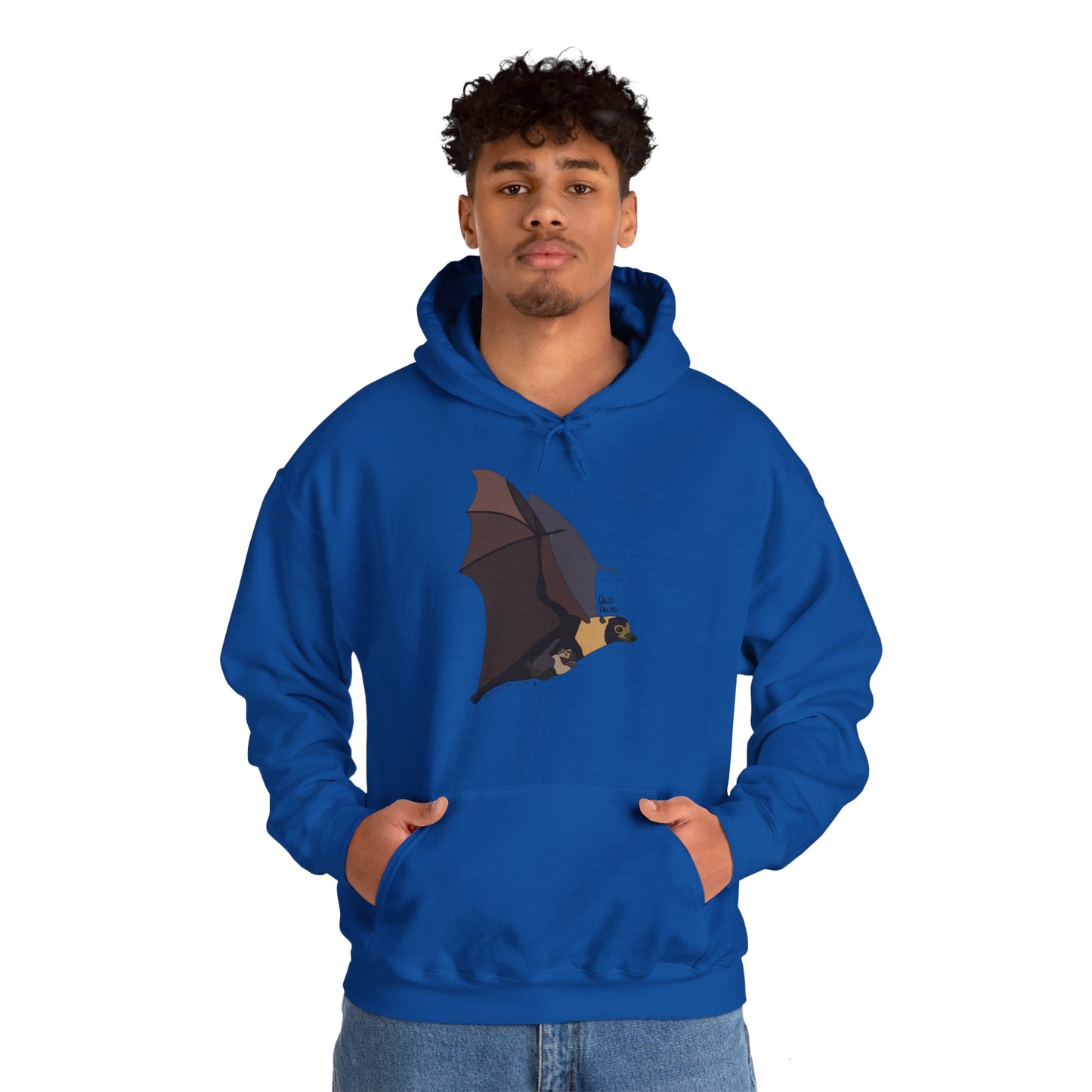 Spectacled Flying Fox (in flight) | Unisex Heavy Blend™ Hooded Sweatshirt