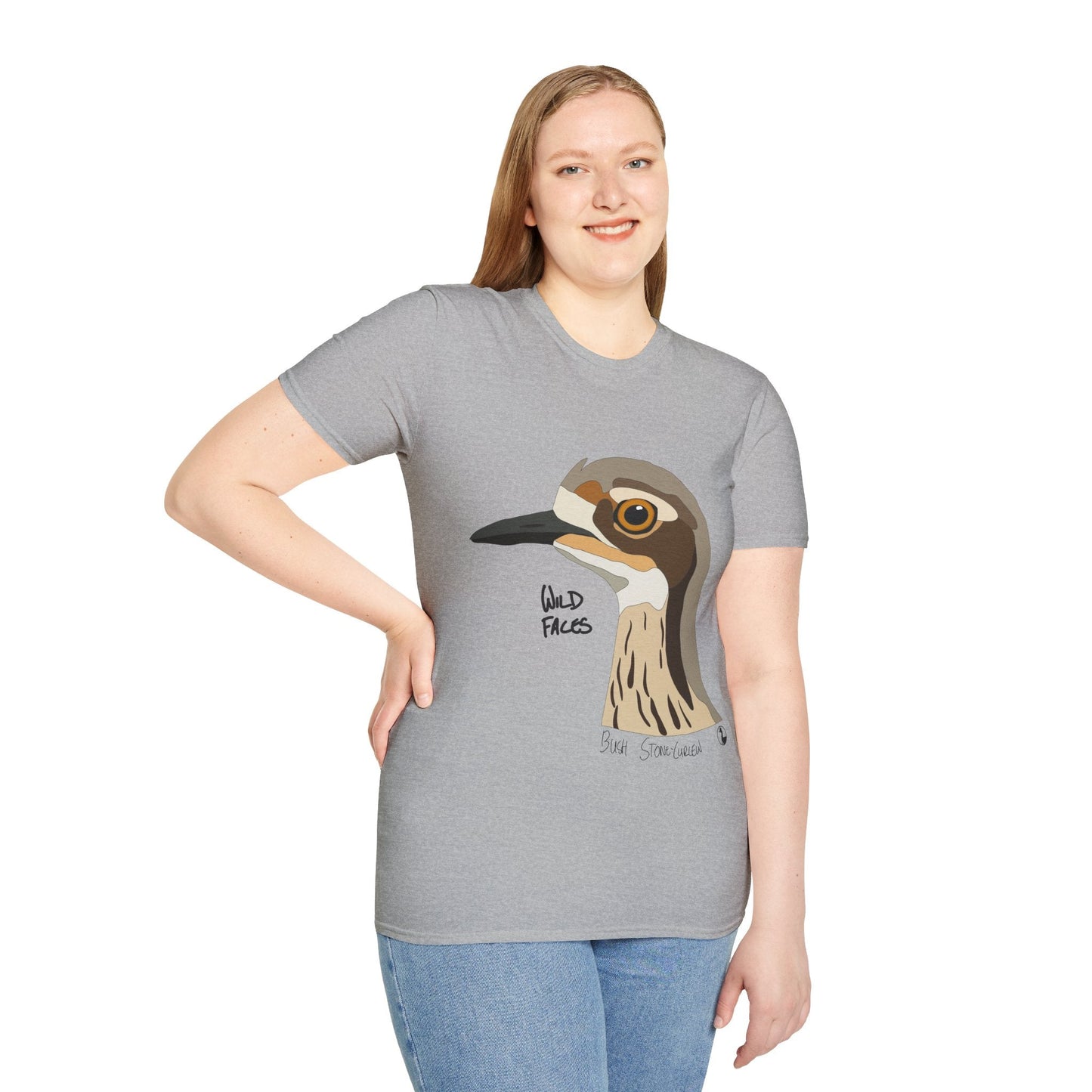 Bush Stone-curlew Head - Unisex Softstyle T-Shirt Printify