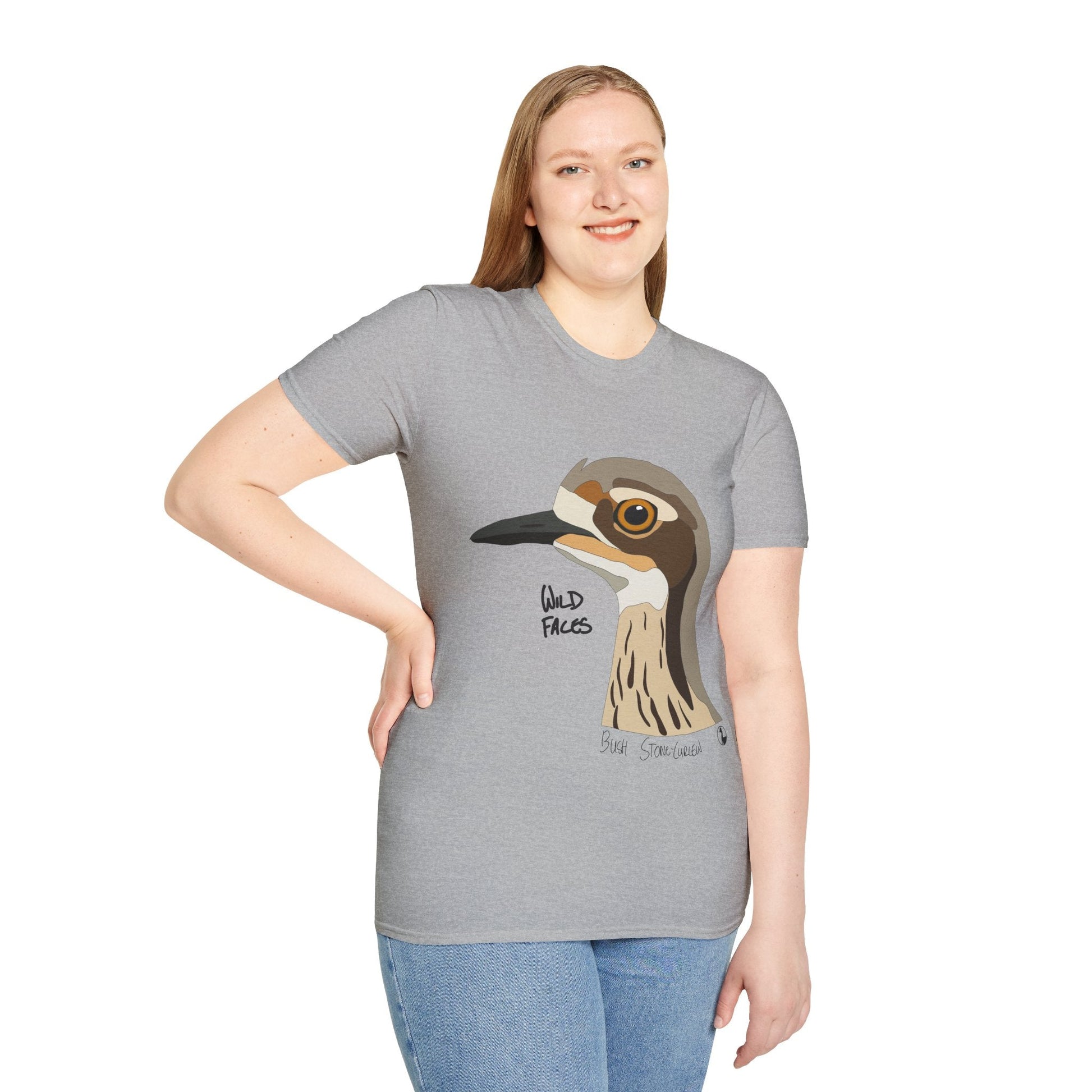 Bush Stone-curlew Head - Unisex Softstyle T-Shirt Printify