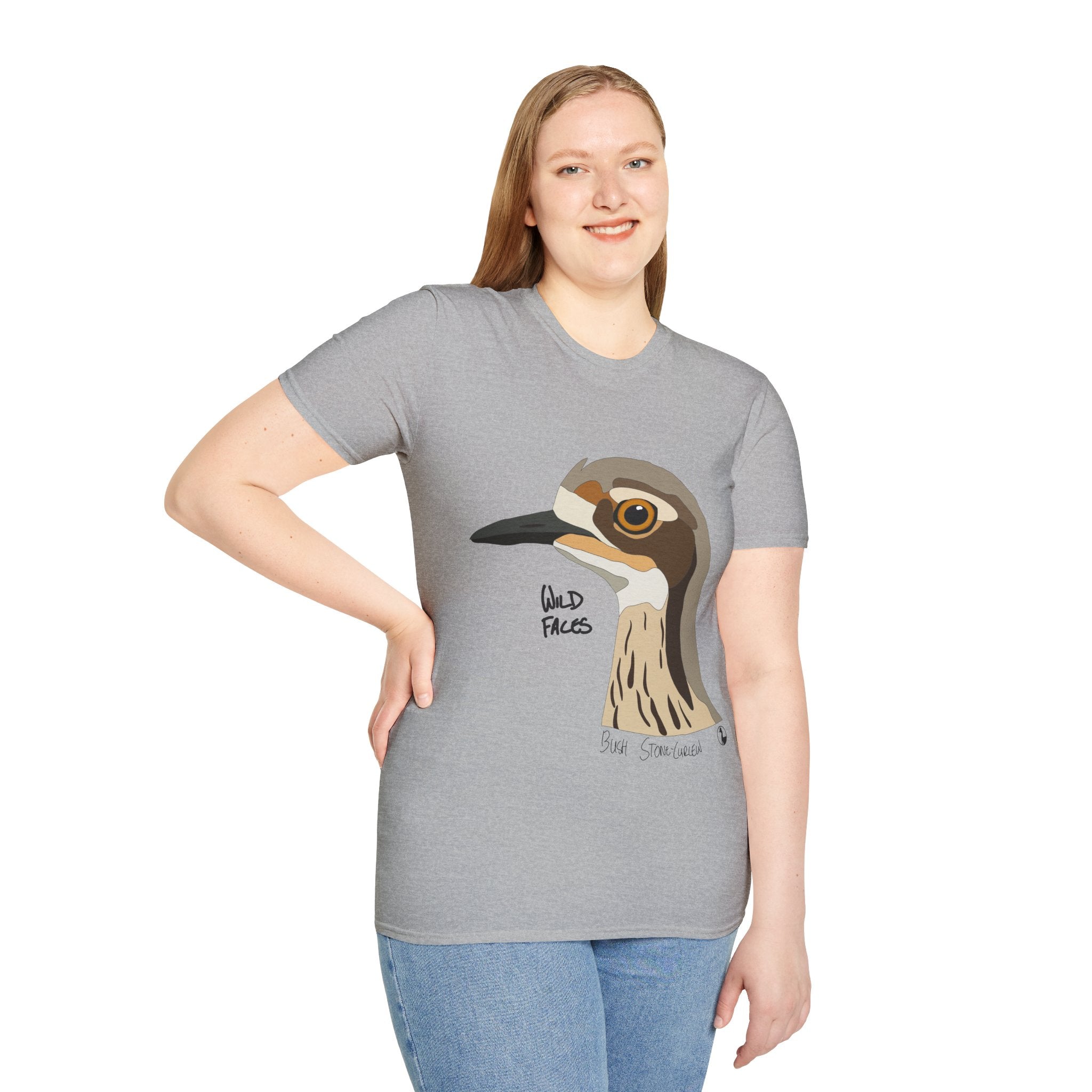 Bush Stone-curlew Head - Unisex Softstyle T-Shirt Printify